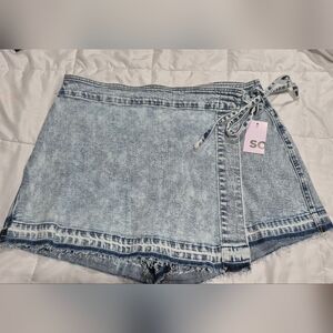 SO Light Blue Denim Wrap Shorts